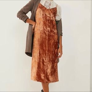 Anthropologie velvet slip dress with embroidery